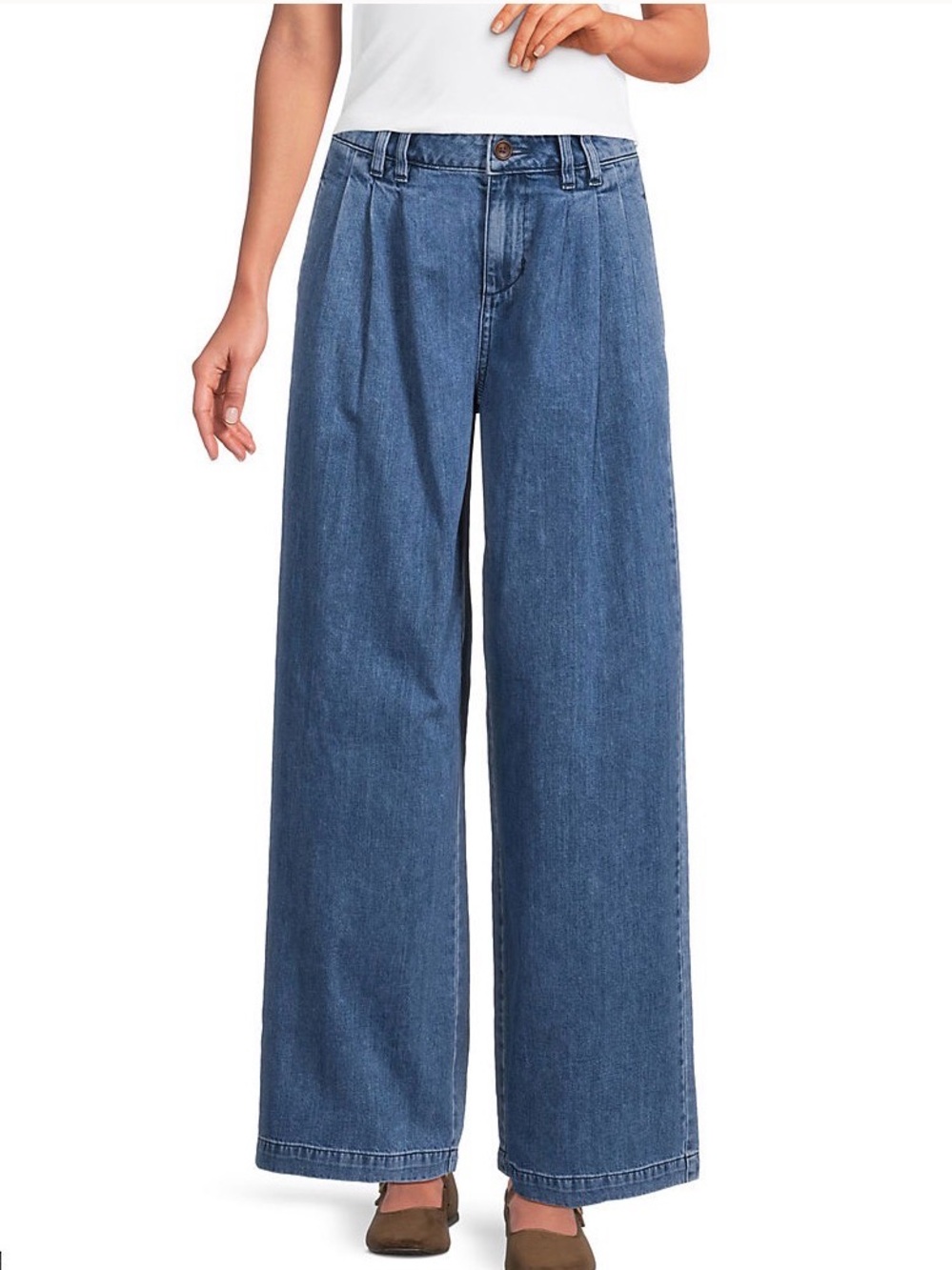 NWT lands end pleated slouchy wide leg jeans